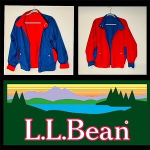 Vtg L.L. Bean bomber jacket retro 80s 90s bold colorblock red blue bloke grandpa